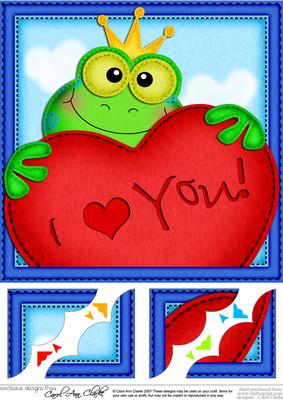 8 x 8 Freddy Frog's Heart Scalloped Corner Topper