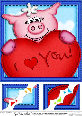 8 x 8 Zoe Piggy's Heart Scalloped Corner Topper