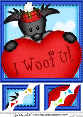 8 x 8 Hamish Scottie Dog's Heart Scalloped Corner Topper