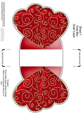 Elegant Hearts Shaped Treat or Favour Box Sheet 1