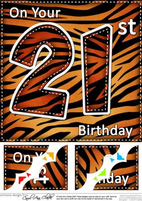 8 x 8 Fun Zebra Striped 21st Birthday Scalloped Topper