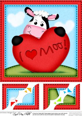 8 x 8 Milly Moo's Heart Love Scalloped Corner Topper