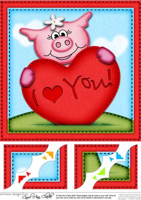 8 x 8 Zoe Pig's Heart Love Scalloped Corner Topper
