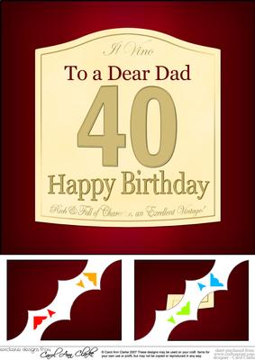 8 x 8 40th Birthday Dad Wine Label Scalloped Corner Topper