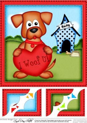 8 x 8 Rusty the Dog's Heart Scalloped Corner Topper