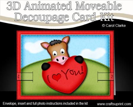 3D Gi Gi Horse's Heart Animated Moveable Decoupage Card Kit