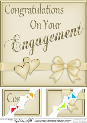 8 x 8 Hearts and Bow Engagement Scalloped Corner Topper