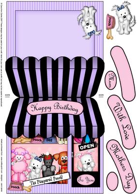 The Little Pampered Pouch Shop Shaped Card with Decoupage