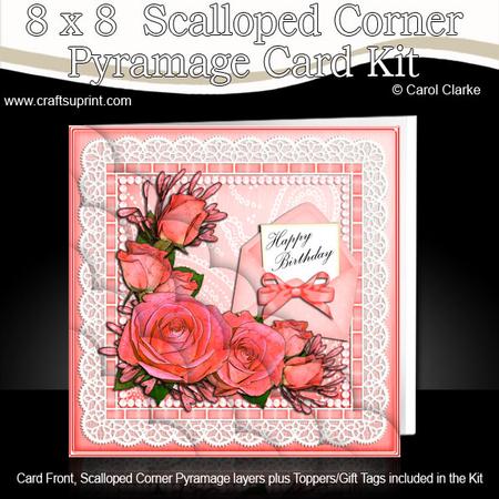 8 x 8 Birthday Roses Lace N Pearls Scalloped Corner Kit