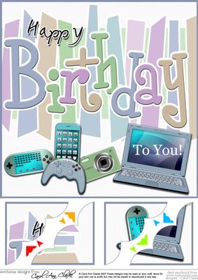 8 x 8 Birthday Gadgets Games N Gizmos Scalloped Corner