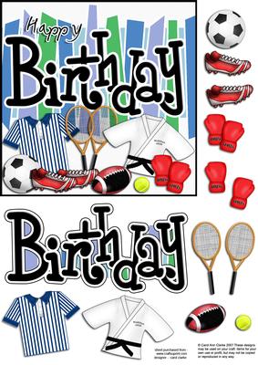 Birthday Sports N Games Quick Card with 3D Decoupage