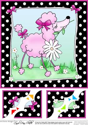 8 x 8 Cute Poodle Scalloped Corner Topper