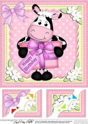 8 x 8 Milly Moo Cow's Present Scalloped Corner Topper