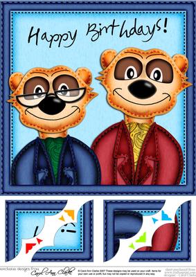 8 x 8 Meerkat Birthday Scalloped Corner Topper