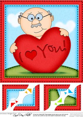 8 x 8 Old Man Bert's Heart Love Scalloped Corner Topper