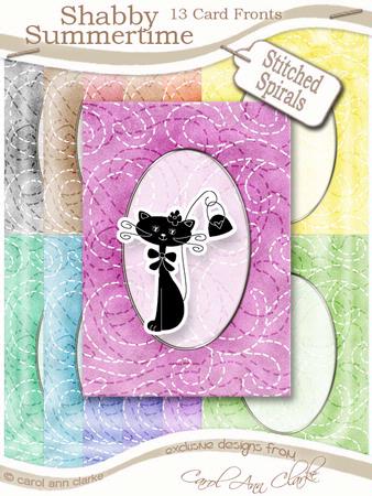 Shabby Summertime Stitched Spirals A5 Oval Frame Card Fronts