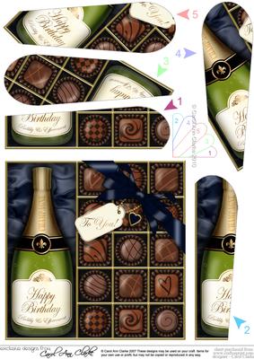 Birthday Champers N Chocs Fan Pyramage Topper