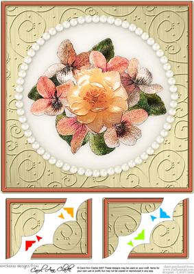 8 x 8 Flowers and Pearls - 8 x 8 Scalloped Corner Topper 