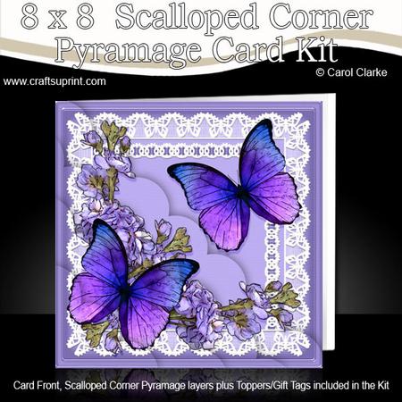 8 x 8 Butterflies and Flowers on Lace Scalloped Corner Kit