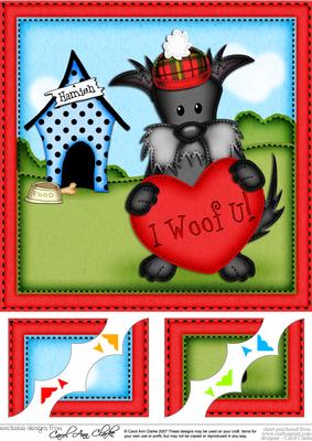 8 x 8 Hamish Scottie Dog's Heart Scalloped Corner Topper