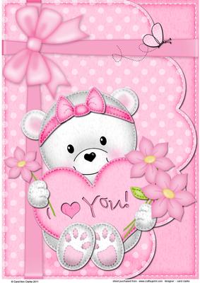Teddy Tess's Heart A4 Card Topper