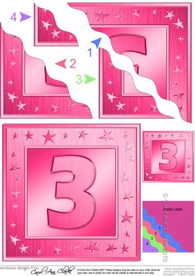 3rd Birthday Bright Metallic Age Wavy Corner Side Stacker