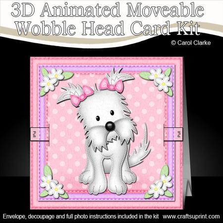 3D Jess Westie Dog Animated Moveable Wobble Head Card Kit