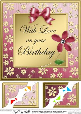 8 x 8 Floral Elegance Birthday Scalloped Corner Topper