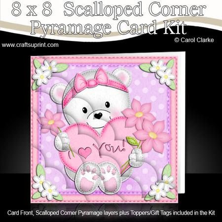 8 x 8 Teddy Tess's Heart Scalloped Corner Kit