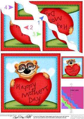 Frank Meerkat's Mothers Day Heart Wavy Corner Side Stacker