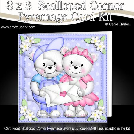 8 x 8 Teddies Love Letter Scalloped Corner Kit