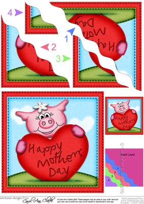 Zoe Piggy's Mothers Day Heart Wavy Corner Side Stacker