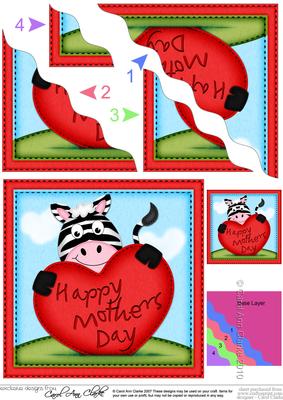Debra Zebra's Mothers Day Heart Wavy Corner Side Stacker