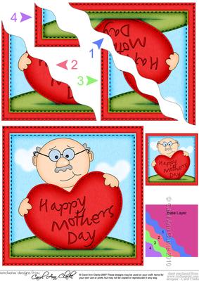 Old Man Bert's Mothers Day Heart Wavy Corner Side Stacker