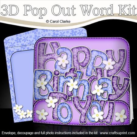 3D Birthday Flowers Pop Out Word Card Kit