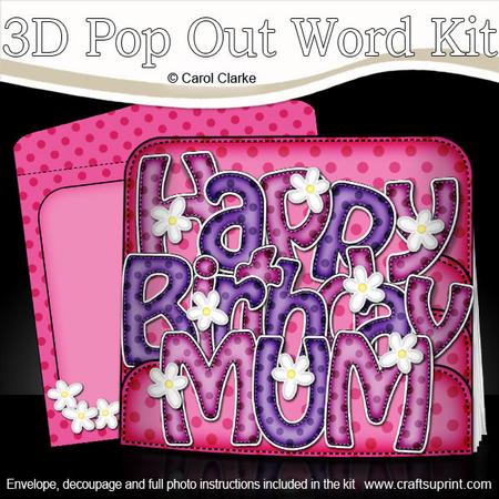 3D Birthday Mum Flowers Pop Out Word Card Kit