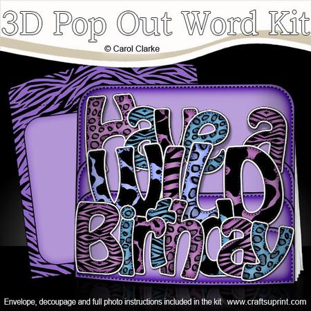 3D Have a Wild Birthday Pop Out Word Card Kit