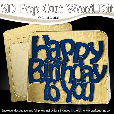 3D Metallic Birthday Pop Out Word Card Kit