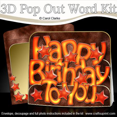 3D Birthday Stars Pop Out Word Card Kit