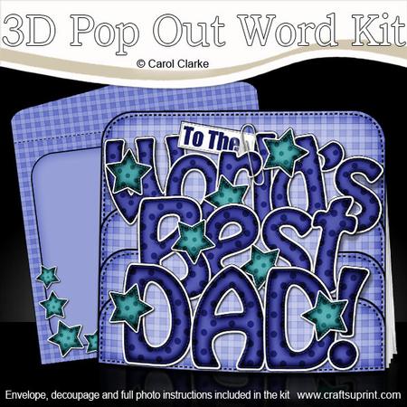 3D World's Best Dad Stars Pop Out Word Card Kit