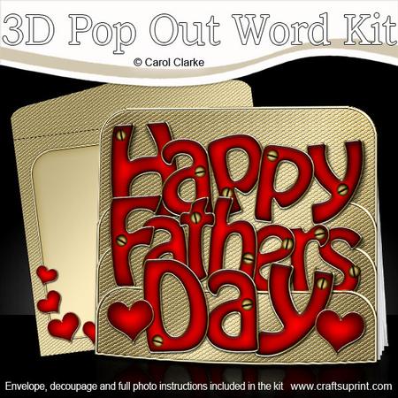 3D Fathers Day Metallic Pop Out Word Card Kit