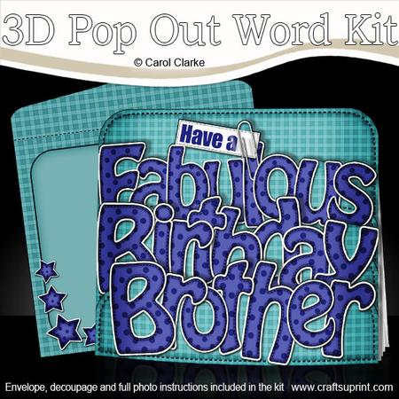 3D Birthday Brother Pop Out Word Card Kit