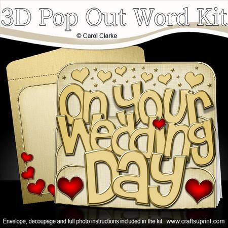 3D Wedding Day Pop Out Word Card Kit
