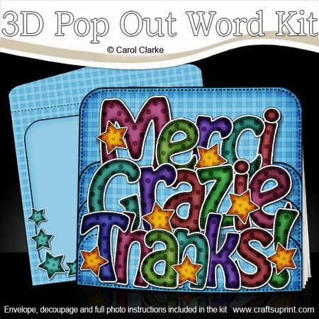 3D Thank You Pop Out Word Card Kit