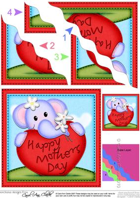 Lola Elephant's Mothers Day Heart Wavy Corner Side Stacker