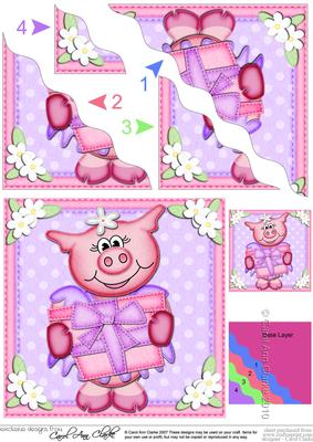Zoe Piggy's Present Wavy Corner Side Stacker Topper