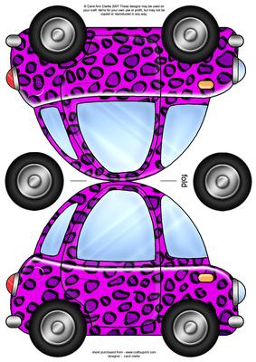 Funky Leopardskin Car Shaped Card