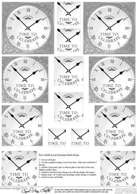 Time to Celebrate Clock Pyramage Sheet