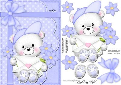 A5 Teddy Ed's Love Letter Quick Card N 3D Decoupage
