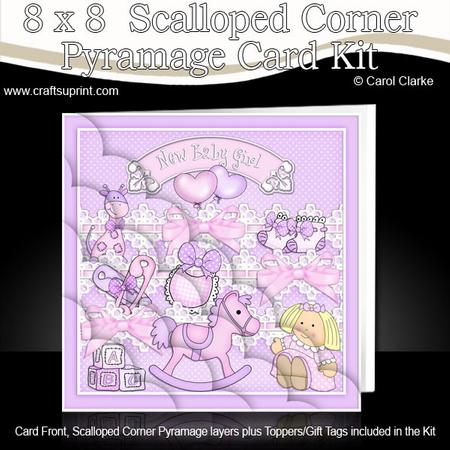 8 x 8 New Baby Girl Scalloped Corner Kit